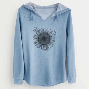 Lemon Queen Sunflower - Helianthus Annuus - Cali Wave Hooded Sweatshirt Misty
